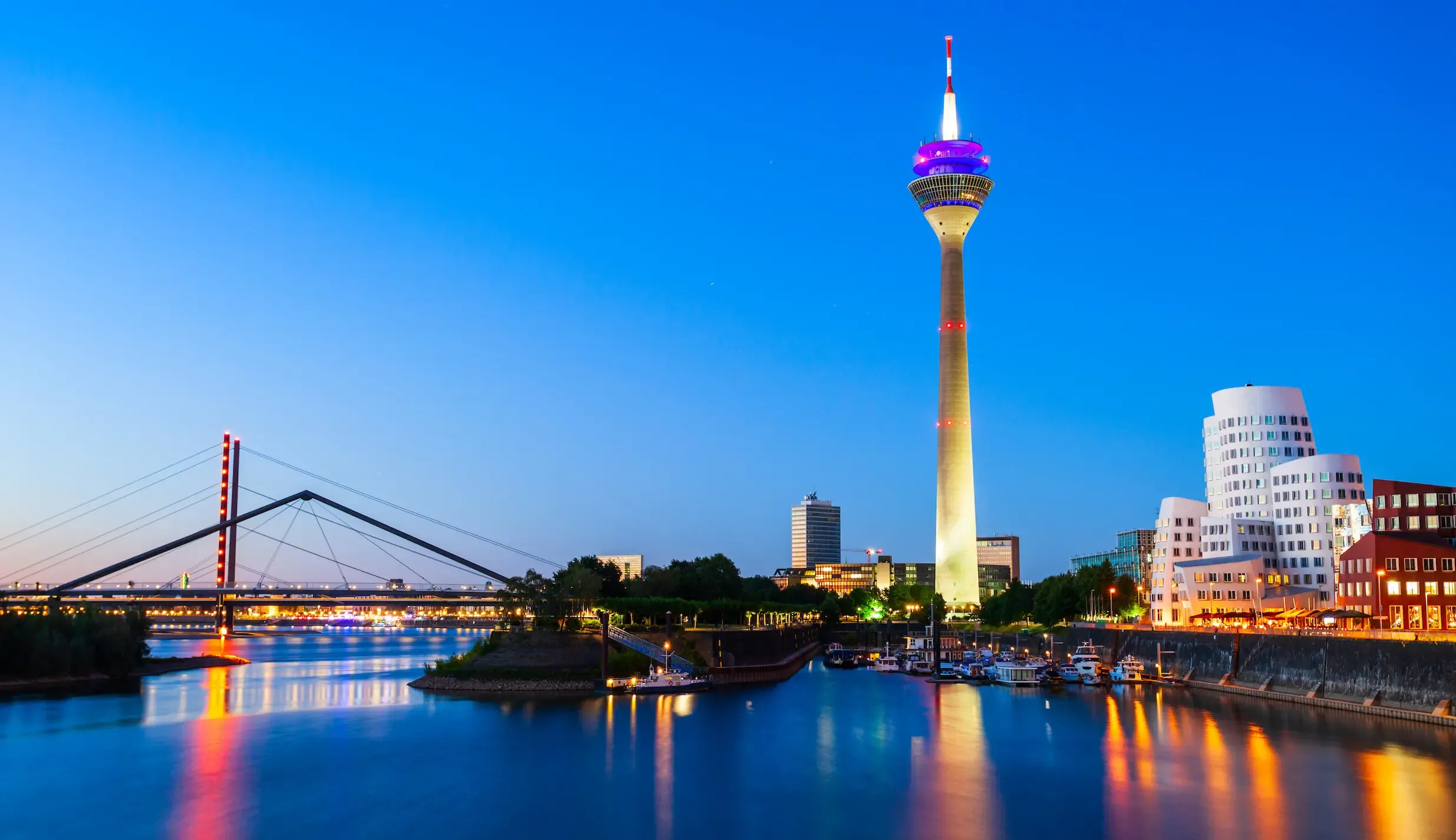 Düsseldorf with the Rhine Tower and MedienHafen